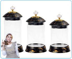 GM301 Black Toples Permen Kaca dengan Motif Marmer